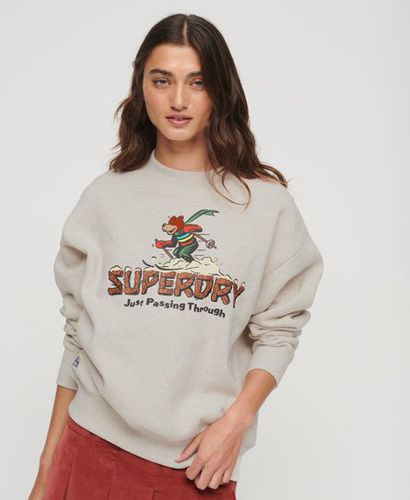 Women's Travel Postcard Graphic Crew Sweatshirt Cream / Oat Cream Marl - Size: 16 - Superdry - Modalova