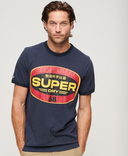 Men's Workwear Gasoline Logo T-Shirt / French /Eclipse - Size: M - Superdry - Modalova