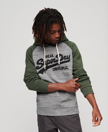 Men's Athletic Vintage Logo Raglan Hoodie Grey / Flint Grey Grit/Khaki Jaspe - Size: S - Superdry - Modalova