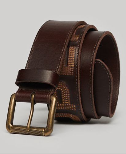 Men's Vintage Branded Belt Brown / Darkest Brown/Gold - Size: S - Superdry - Modalova