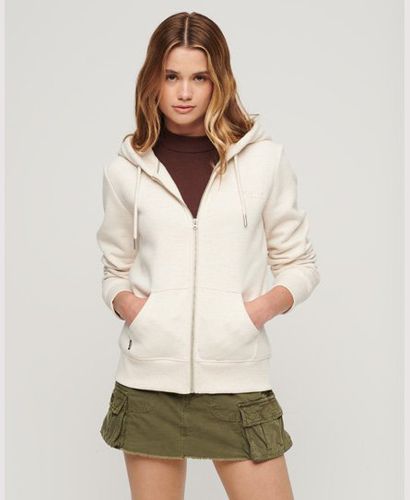 Women's Essential Logo Zip Hoodie Beige / Light Oat Marl - Size: 14 - Superdry - Modalova