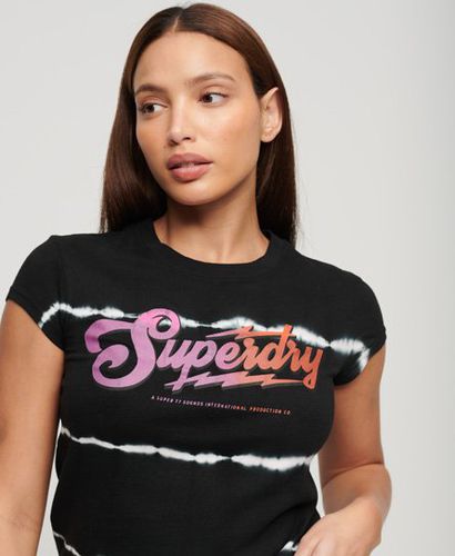 Women's Graphic Rock Band T-Shirt Black / Black Banded Tie Dye - Size: 10 - Superdry - Modalova