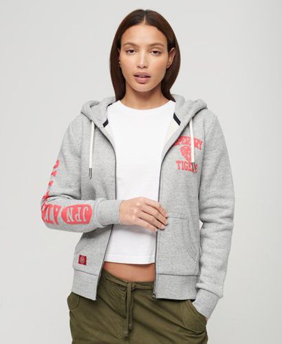 Women's Athletic College Zip Up Hoodie / Athletic Marl - Size: 10 - Superdry - Modalova