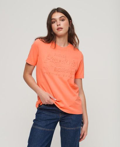 Women's Embossed Vintage Logo T-Shirt / Fusion Coral - Size: 10 - Superdry - Modalova