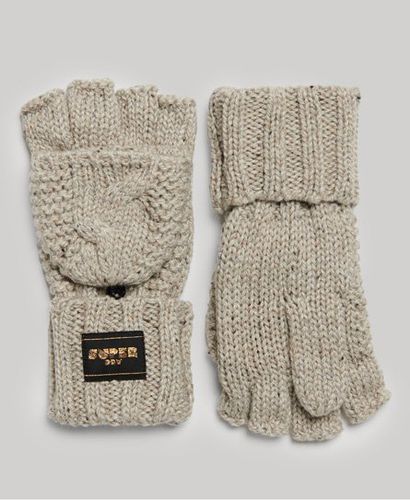 Women's Cable Knit Gloves Beige / Oaty Beige Fleck - Size: 1SIZE - Superdry - Modalova