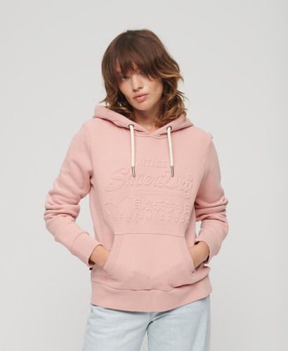 Women's Embossed Vintage Logo Hoodie Pink / Vintage Blush Pink - Size: 12 - Superdry - Modalova