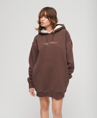 Women's Luxe Metallic Logo Hoodie Dress Brown / French Roast Brown - Size: 6-8 - Superdry - Modalova