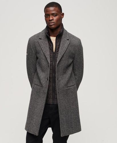 Men's 2 In 1 Wool Overcoat Dark Grey / Grey Herringbone - Size: L - Superdry - Modalova