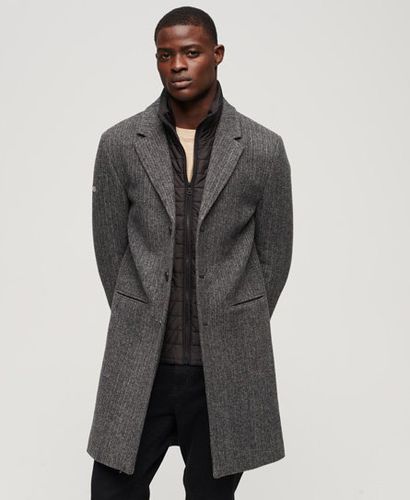 Men's 2 In 1 Wool Overcoat / Grey Herringbone - Size: M - Superdry - Modalova