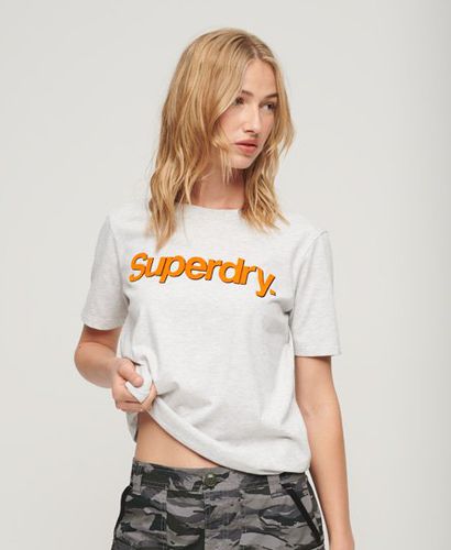 Women's Core Neon Logo T-Shirt Light Grey / Glacier Grey Marl - Size: 8 - Superdry - Modalova