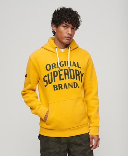 Men's Mens Classic Embroidered Graphic Athletic Script Hoodie, Yellow, Size: M - Superdry - Modalova