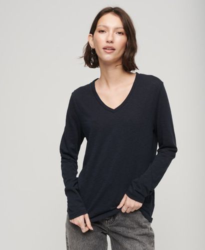 Women's Long Sleeve Jersey V-Neck Top Navy / Eclipse Navy - Size: 8 - Superdry - Modalova