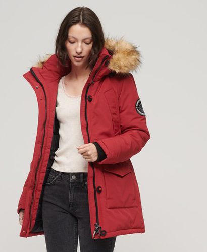 Women's Everest Faux Fur Hooded Parka Coat Red / Deep Red - Size: 10 - Superdry - Modalova