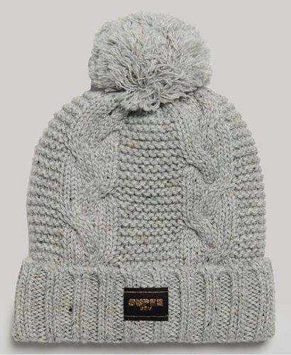 Women's Cable Knit Beanie Hat Light Grey / Ice Grey Fleck - Size: 1SIZE - Superdry - Modalova