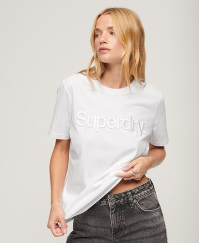 Women's Tonal Embroidered Logo T Shirt White / Optic - Size: 12 - Superdry - Modalova