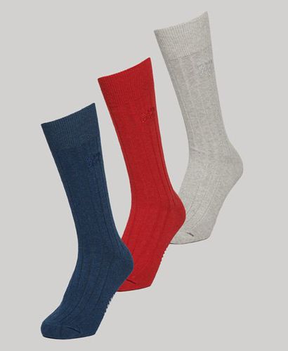 Unisex , und Gerippte Core Crew Socken im 3er-Pack aus Bio-Baumwolle mit Logo-Druck, Größe: M/L - Superdry - Modalova