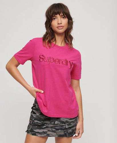 Damen Farblich Abgestimmtes T-Shirt mit Logostickerei - Größe: 34 - Superdry - Modalova