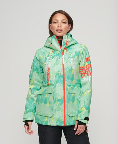 Women's Sport Ultimate Rescue Ski Jacket Green / Abstract Teal Lime - Size: 12 - Superdry - Modalova