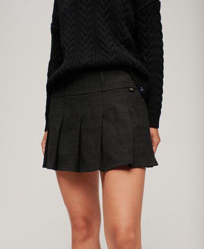 Women's Low Rise Pleated Mini Skirt / Grey Tones Check - Size: 10 - Superdry - Modalova