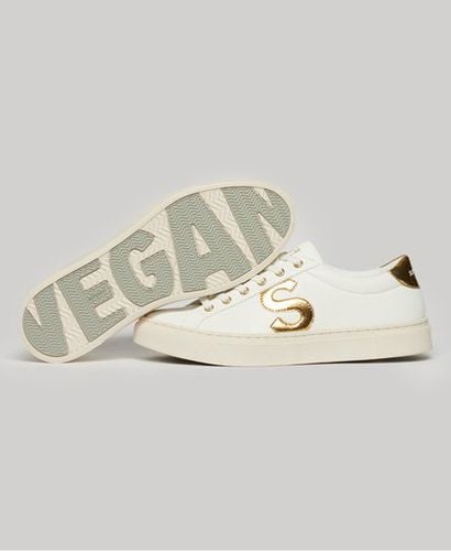 Women's Vegan Court Tennis Trainers White / Optic/gold - Size: 5 - Superdry - Modalova