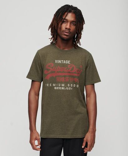 Men's Vintage Logo Premium Goods T Shirt Green / Thrift Olive Marl - Size: M - Superdry - Modalova