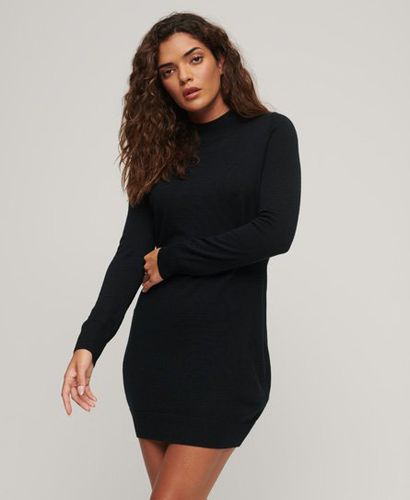 Women's Merino Long Sleeve Knit Dress Black - Size: 10 - Superdry - Modalova