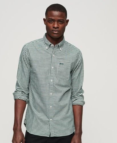 Men's Organic Cotton Long Sleeve Oxford Shirt Green / Emerald Green Gingham - Size: L - Superdry - Modalova