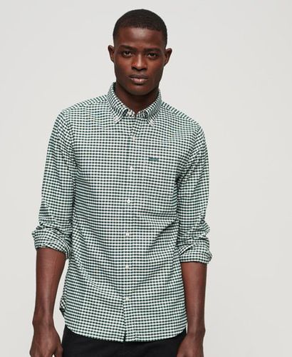 Men's Organic Cotton Long Sleeve Oxford Shirt / Emerald Gingham - Size: S - Superdry - Modalova