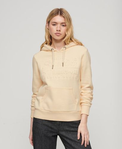 Women's Embossed Vintage Logo Hoodie Cream / Rice White - Size: 10 - Superdry - Modalova