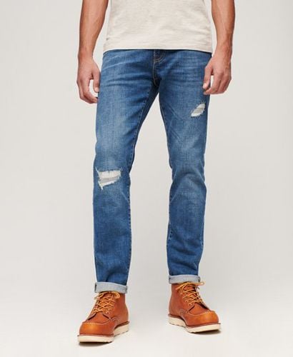 Men's Men's Cotton Slim Jeans Light Blue / Stanton Bright Blue Rip Organic - Size: 34/34 - Superdry - Modalova