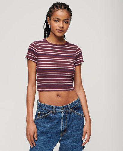 Women's Vintage Stripe Crop T-Shirt Brown / Port Stripe - Size: 10 - Superdry - Modalova