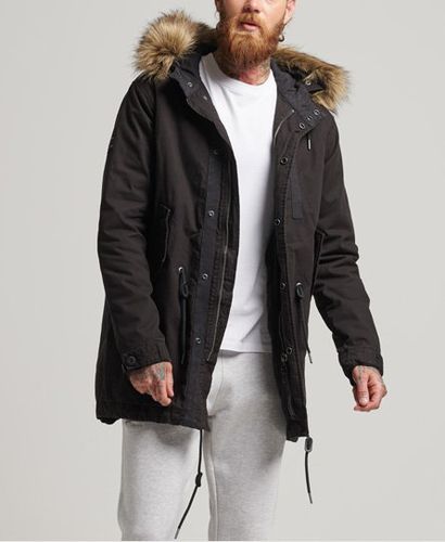 Men's Military Faux Fur Parka Jacket Black / Jet Black - Size: S - Superdry - Modalova