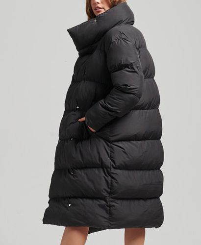 Women's Longline Puffer Coat Black - Size: 12 - Superdry - Modalova
