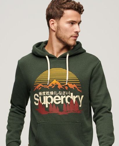 Men's Great Outdoors Logo Print Hoodie Green / Campus Green Grit - Size: Xxxl - Superdry - Modalova