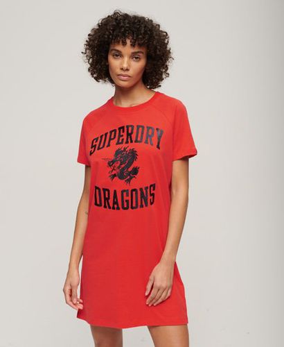 Women's Cny Graphic T-Shirt Dress Red / Sunset Red - Size: 10 - Superdry - Modalova