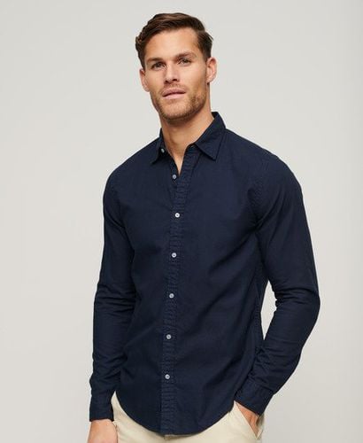 Men's Overdyed Organic Cotton Long Sleeve Shirt Navy / Nautical Navy - Size: S - Superdry - Modalova