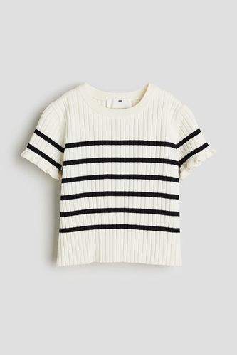 Shirt in Rippstrick Cremefarben/Schwarz gestreift, T-Shirts & Tops Größe 110/116. Farbe: - H&M - Modalova