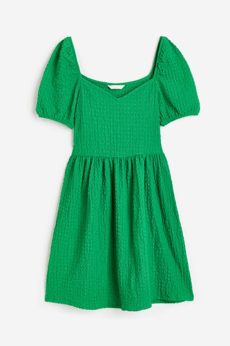 Strukturiertes Jerseykleid mit Puffärmeln Grün, Alltagskleider in Größe XS. Farbe: - H&M - Modalova