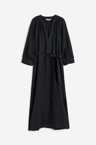 Leinenkleid mit Gürtel Schwarz, Alltagskleider in Größe XS. Farbe: - H&M - Modalova