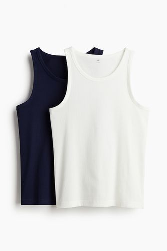 Er-Pack Gerippte Tanktops in Slim Fit Marineblau/Weiß, T-Shirt Größe L. Farbe: - H&M - Modalova