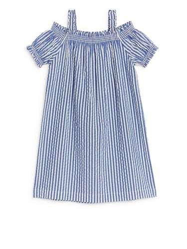 Off-Shoulder-Kleid Blau/Weiß, Kleider in Größe 98. Farbe: - Arket - Modalova