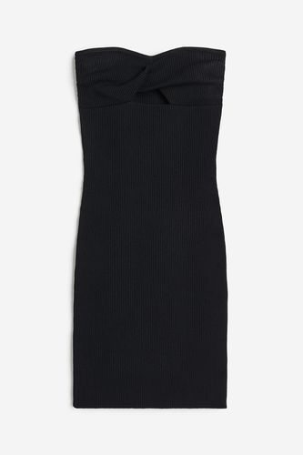 Bandeau-Kleid aus Rippstrick mit Twistdetail Schwarz, Alltagskleider in Größe M. Farbe: - H&M - Modalova