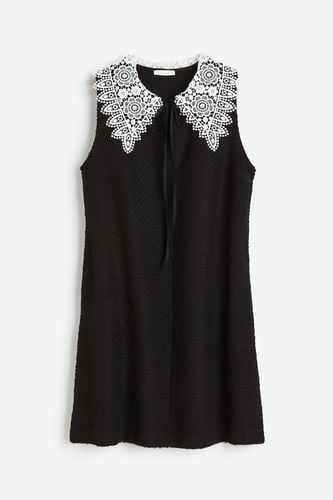 Bouclé-Kleid mit Spitzenkragen Schwarz, Alltagskleider in Größe XS. Farbe: - H&M - Modalova