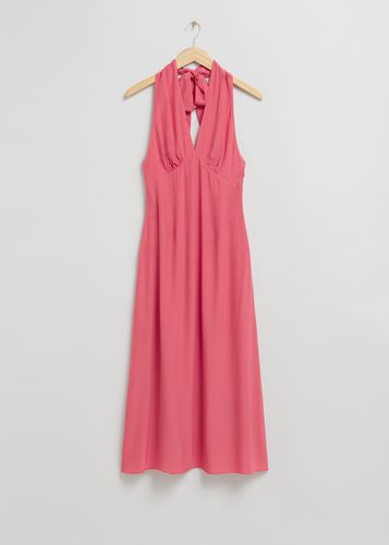 Ausgestelltes Neckholder-Kleid mit Schleifendetail Rosa, Alltagskleider in Größe 44. Farbe: - & Other Stories - Modalova