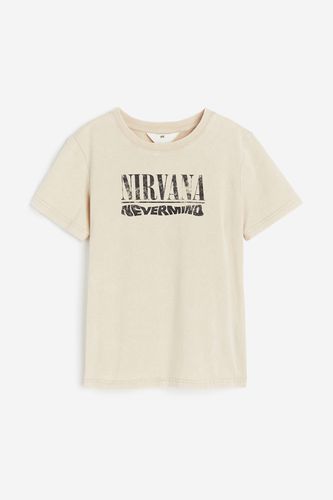 T-Shirt mit Print Hellbeige/Nirvana, T-Shirts & Tops in Größe 146/152. Farbe: - H&M - Modalova