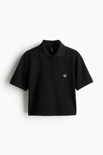 Kurzes Poloshirt aus Pikee Schwarz, T-Shirt in Größe XXS. Farbe: - H&M - Modalova