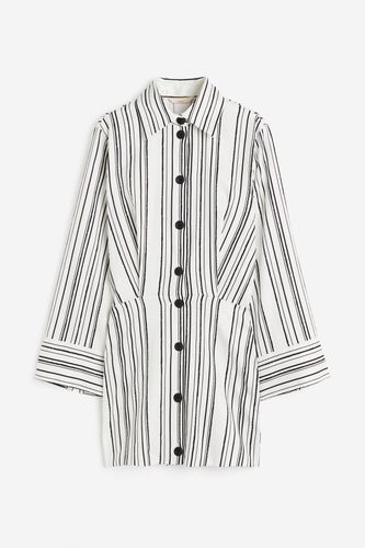 Blusenkleid aus Leinenmix Weiß/Gestreift, Alltagskleider in Größe 32. Farbe: - H&M - Modalova