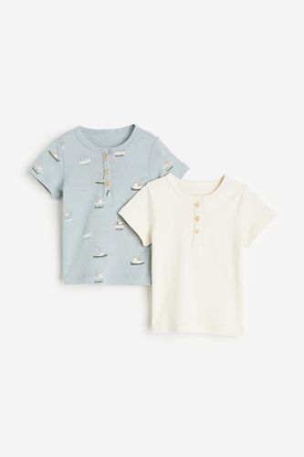 Er-Pack Baumwoll-T-Shirts Mattblau/Schiffe, T-Shirts & Tops in Größe 56. Farbe: - H&M - Modalova