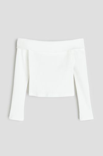 Geripptes Off-Shoulder-Shirt Weiß, Hemden & Blusen in Größe 134/140. Farbe: - H&M - Modalova