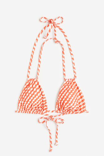 Wattiertes Triangel-Bikinitop Orange/Weiß gemustert, Bikini-Oberteil in Größe 36. Farbe: - H&M - Modalova